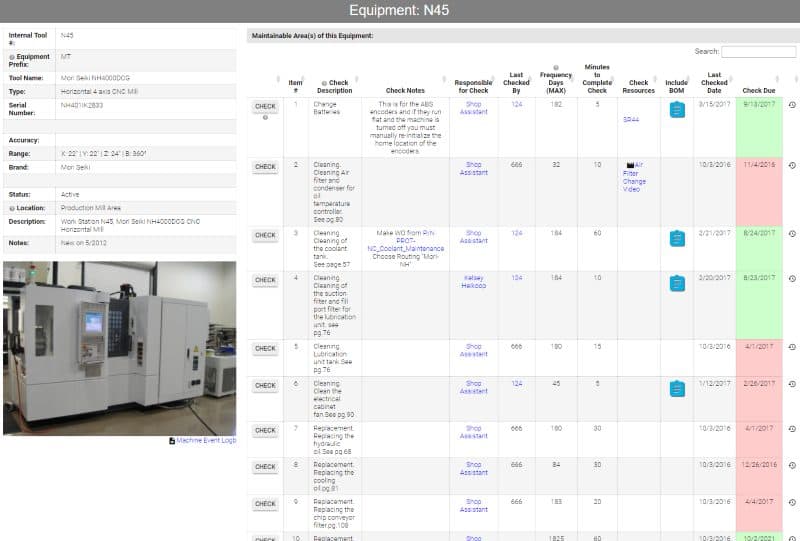 CMMS Software machine shop