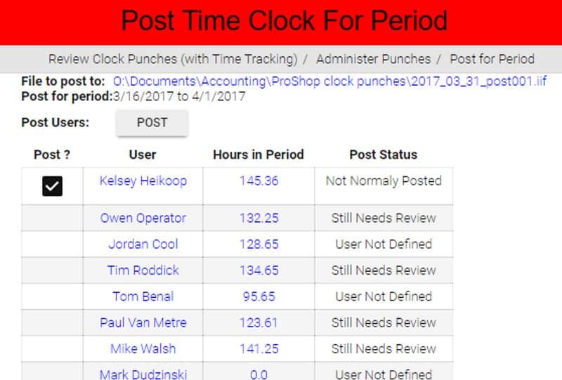 Post Time Clock for Period Table Screenshot